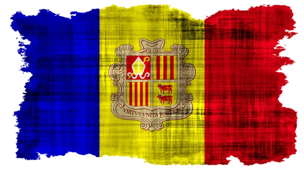 Vlag van Andorra geschilderd op papier textuur — Stockfoto