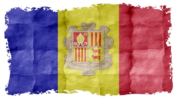 Vlag van Andorra geschilderd op papier textuur — Stockfoto