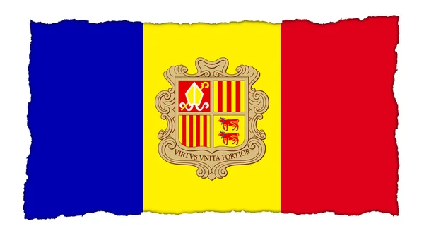 Vlag van Andorra geschilderd op papier textuur — Stockfoto