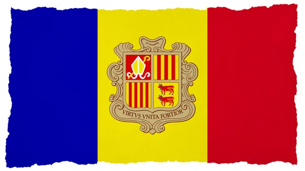 Vlag van Andorra geschilderd op papier textuur — Stockfoto