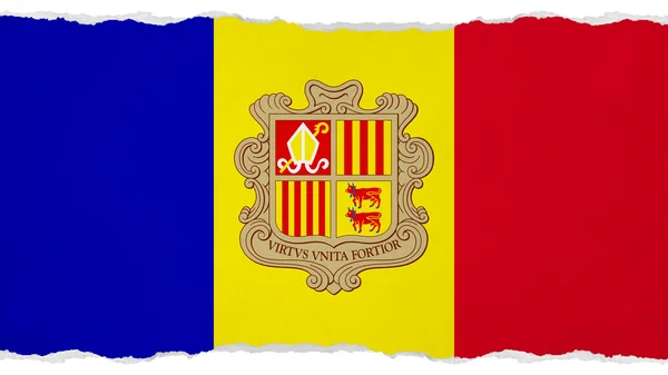 Andorrská vlajka maloval na papír textury — Stock fotografie