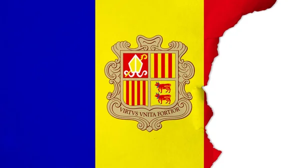 Vlag van Andorra geschilderd op papier textuur — Stockfoto