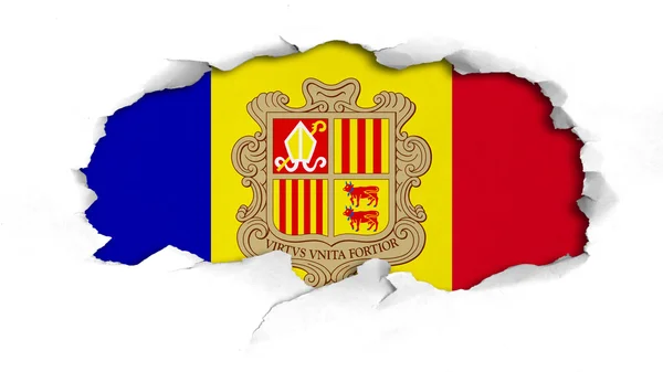 Σημαία της Ανδόρρας ζωγραφισμένα στο χαρτί υφή — Φωτογραφία Αρχείου
