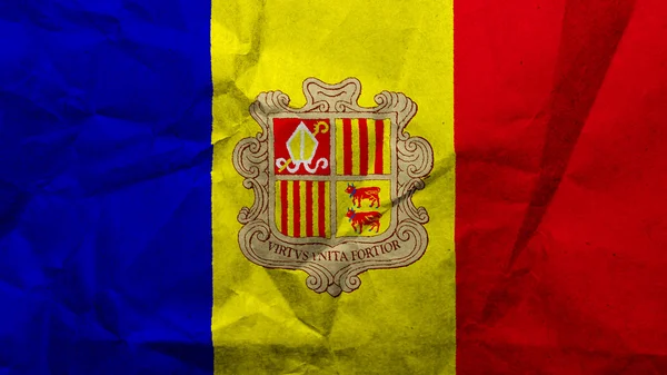 Flagga Andorra målade på pappersstruktur — Stockfoto