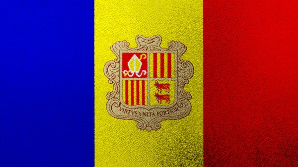 Bandeira de Andorra pintada sobre vidro — Fotografia de Stock