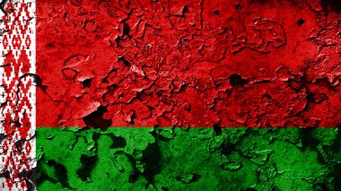 Beyaz Rusya bayrağı, paslı boya dokusuna boyanmış Belarus bayrağı