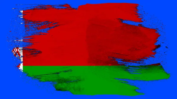 Прапор Білорусі, Білоруський прапор розписаний пензлем на твердому фоні, Пінту текстури — стокове фото