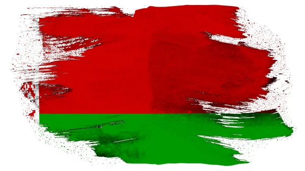 Флаг Беларуси, белорусский флаг, раскрашенный кистью на твердом фоне, текстура краски — стоковое фото