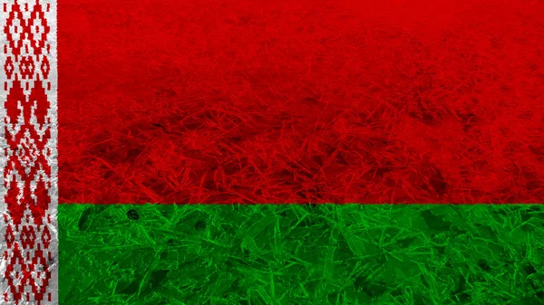 Bandeira da Bielorrússia, bandeira bielorrussa pintada em textura de gelo — Fotografia de Stock