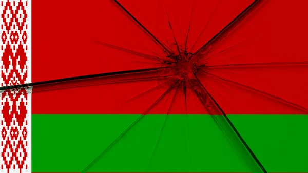 Flag of Belarus, Belarusian flag painted on broken glass. — Stock Photo, Image