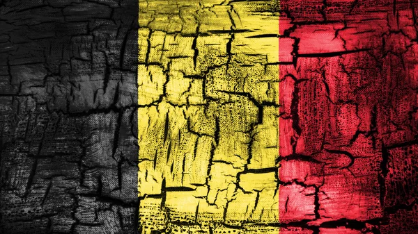Flag of Belgium, Belgian flag painted on crack ground