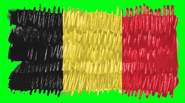 Flagge Belgiens, belgische Flagge mit Pinsel auf festem Hintergrund bemalt, pint Textur — Stockfoto