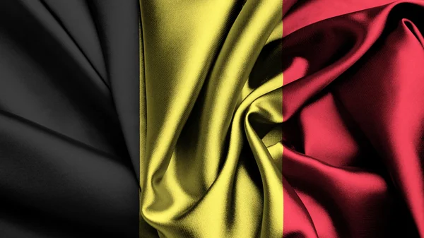 Flag of Belgium, Belgium flag painted on silk texture — Stock Photo, Image