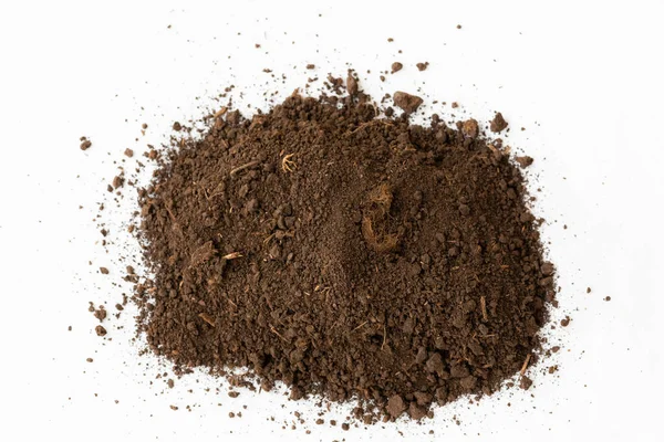 Pile Black Dark Brown Peat Natural Fertilizer Formed Particles Dead — Stock Photo, Image