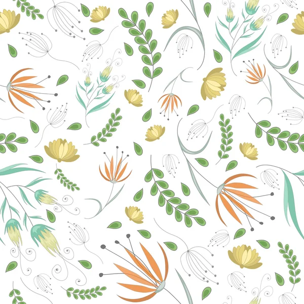 Vintage bloemen witte patroon — Stockvector