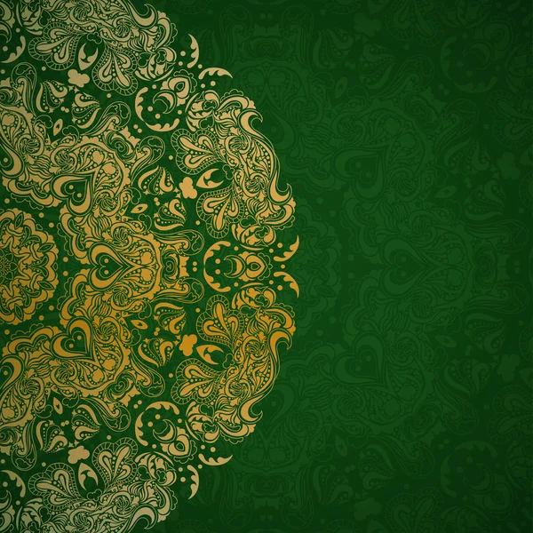 Invitation verte avec mandala doré — Image vectorielle