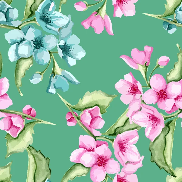 Patrón verde floral — Vector de stock