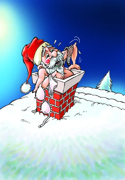 Philanderer Père Noël dans la cheminée — Photo