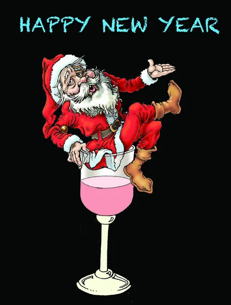 Santa in the wine glass — Stock Photo, Image