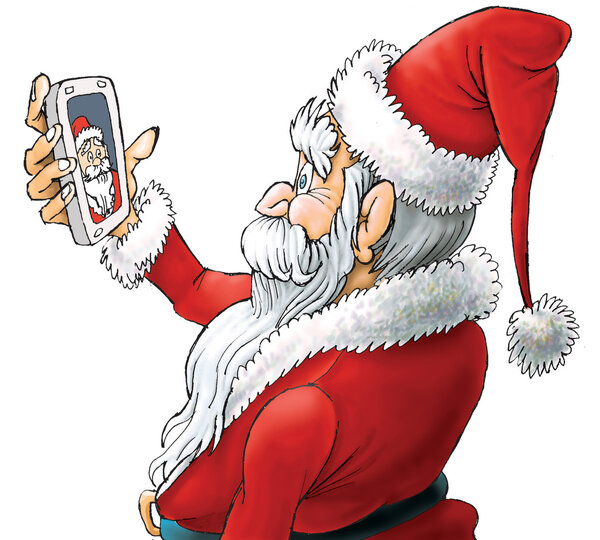 Santa selfie, isolated-2