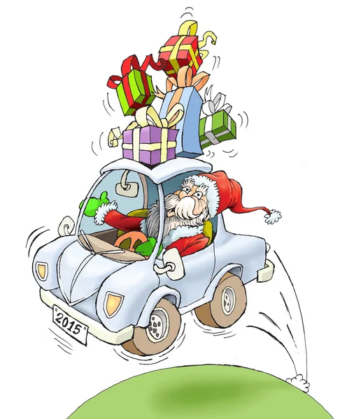 Santa claus taxichaufför — Stockfoto