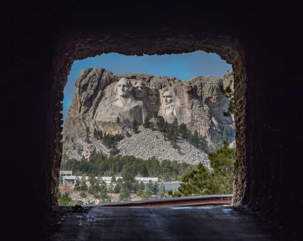 Mémorial National Mont Rushmore Regardé Par Tunnel Doane Robinson Dans — Photo