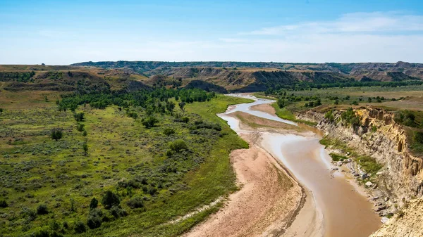 Doble Cañón Del Viento Del Río Little Missouri Parque Nacional — Foto de Stock