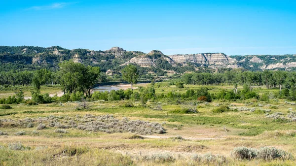 Rzeka Missouri Parku Narodowym Theodore Roosevelt Północnej Dakocie — Zdjęcie stockowe