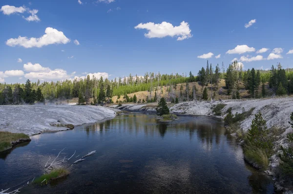 Rzeka Firehole w Parku Narodowym Yellowstone — Zdjęcie stockowe