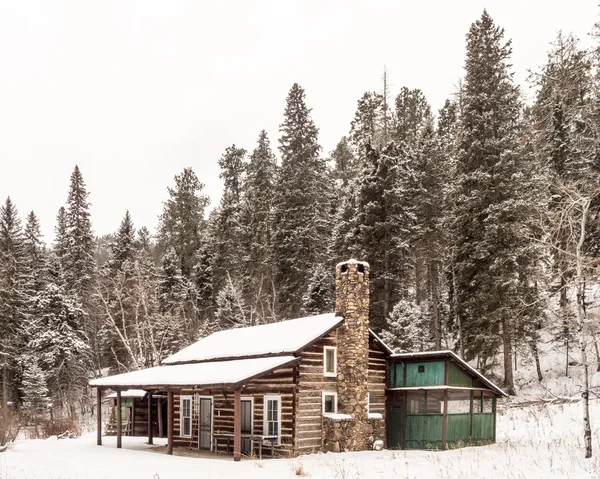 A Cabin in Winter in Custer State Park — Stock Photo, Image