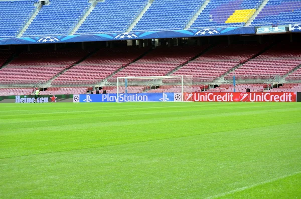 Vista del Camp Nou en Barcelona antes de un partido importante del FC Barcelona —  Fotos de Stock