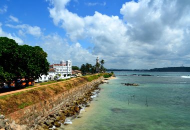 Galle, Sri Lanka surlar, deniz, cami ve deniz feneri