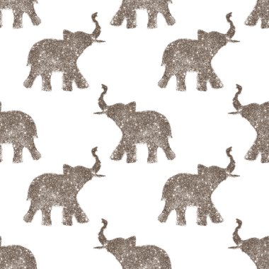 Glitter güzel soyut Filler ile Seamless modeli. Onların şort kaldırdı-iyi şanslar sembolü