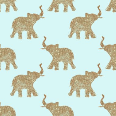 Glitter güzel soyut Filler ile Seamless modeli. Onların şort kaldırdı-iyi şanslar sembolü