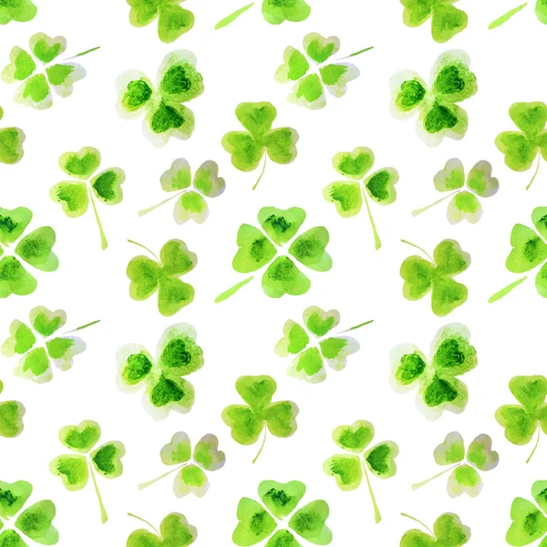 Seamless pattern with watercolor leaves of clover for your design — Stock Photo, Image