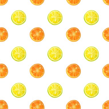 Suluboya dilim limon ve portakal ile Seamless Modeli