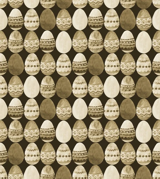 흑백 색상에 수채화 부활절 달걀으로 완벽 한 패턴 — 스톡 사진