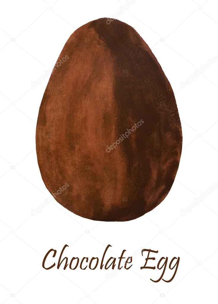 Watercolor brown chocolate egg for your design