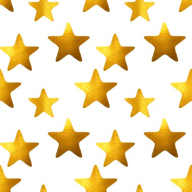 Beyaz zemin üzerine altın el boyaması yıldız ile Seamless Modeli