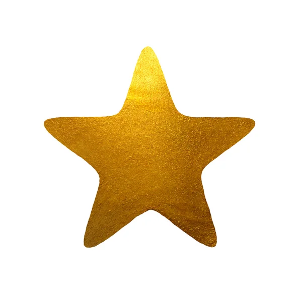 Golden hand-painted star on white background — Stock Photo, Image