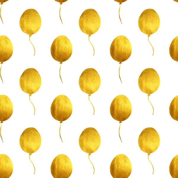 Seamless pattern with hand-painted golden pearly balloons on white background — Stock Photo, Image