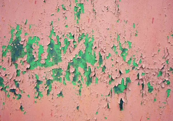 Пилинг розовый и зеленый стены, текстура, фон — стоковое фото