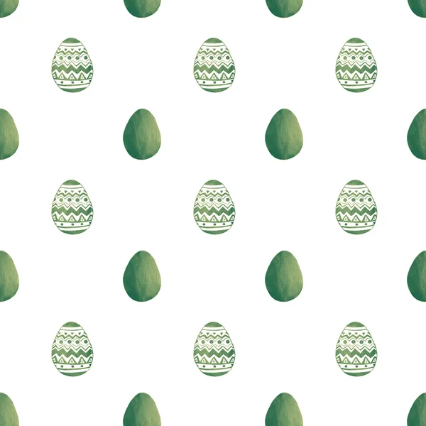 흰색 바탕에 녹색 진주 부활절으로 원활한 패턴 계란 — 스톡 사진