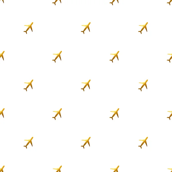 Безшовний візерунок із золотими ручними літаками на білому тлі — стокове фото