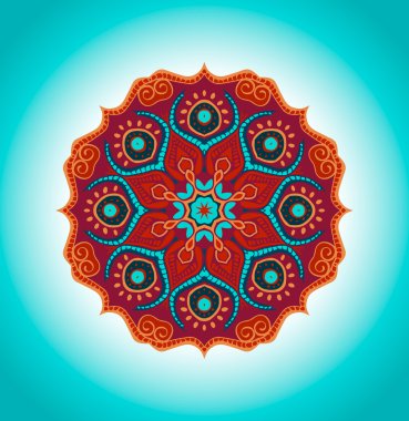 Mandala. Vektör süsleme, renkli yuvarlak tasarımınız için dekoratif öğe