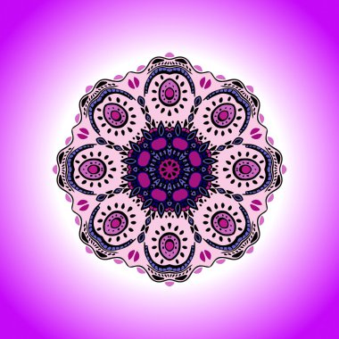 Mandala. Vektör süsleme lavanta renkler, dekoratif unsur tasarımınız için yuvarlak