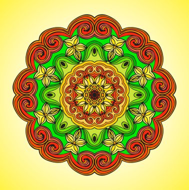 Mandala. Vektör süsleme, renkli yuvarlak tasarımınız için dekoratif öğe