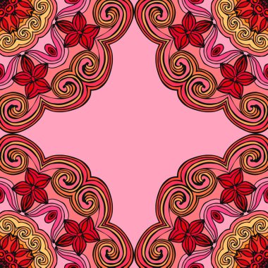 Pembe güzel mandalalar ile Seamless modeli. Vektör çizim