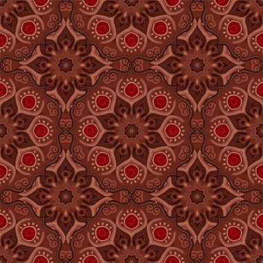 Çikolata kahverengi renklerde seamless modeli ile mandalalar. Vektör süsleri, arka plan
