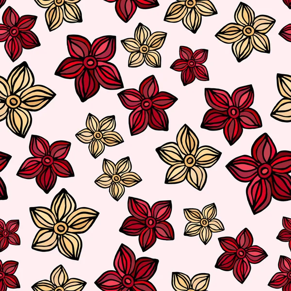 ピンクの背景に花とシームレスなパターン — ストックベクタ